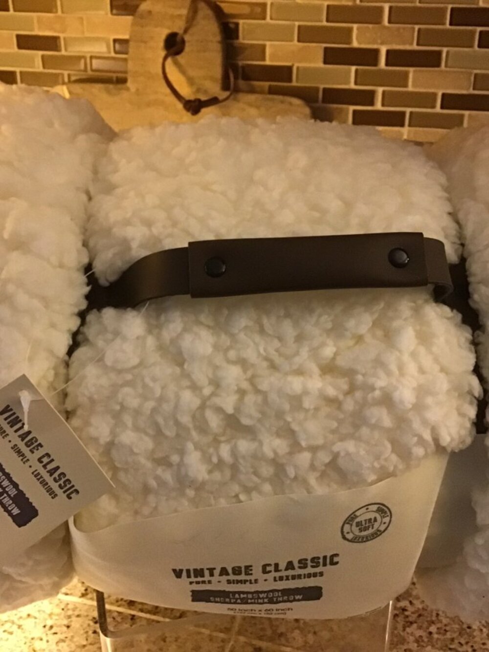 Vintage Classic Sherpa Lambs Wool Throw 50x60 Cream